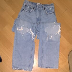 Abercrombie & Fitch | Light Blue Distressed High Rise Relaxed Jeans